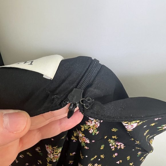 WAYF Floral‎ Dress M Massa Tie Knot Midi Black Pink 90s Retro Y2K Cottagecore - Picture 7 of 10